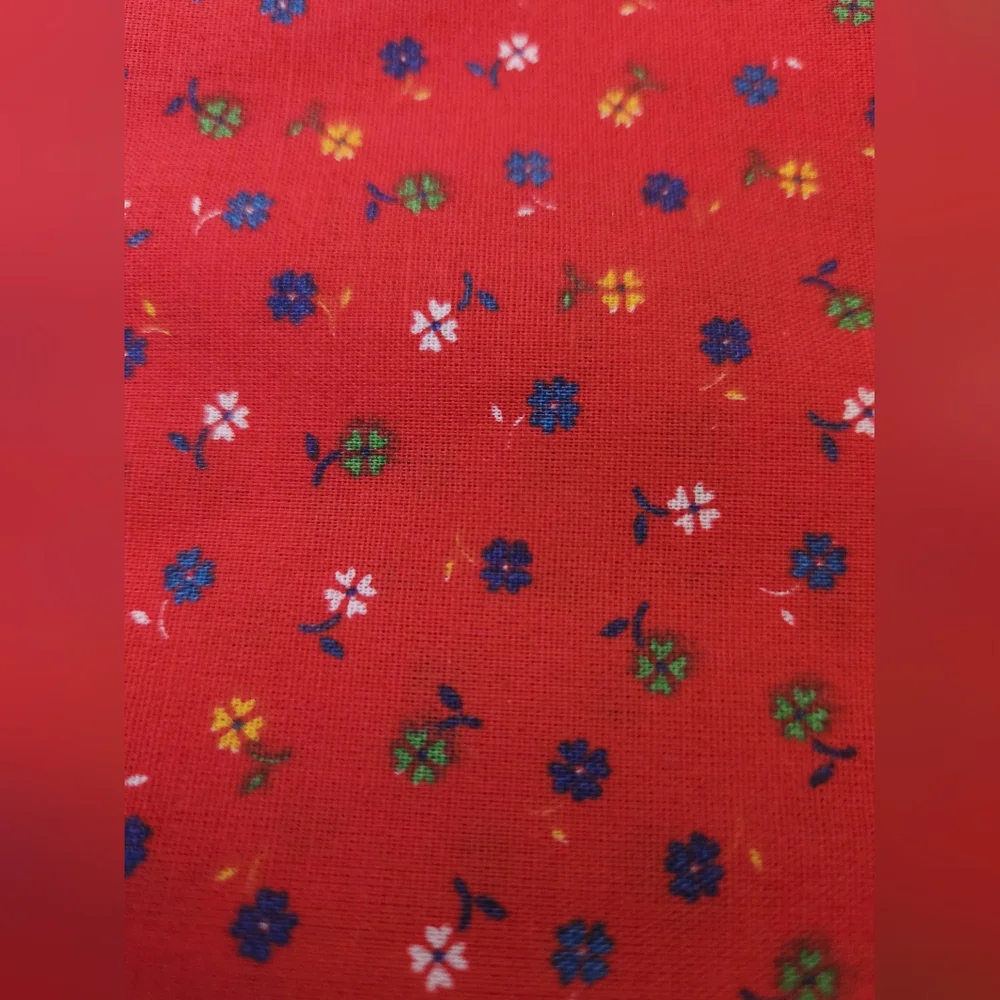 Vintage 80s Red Floral Snap Smock Craft House Dress Apron Womens Large - Picture 14 of 14